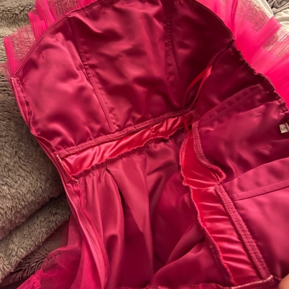 Pink Barbie bright electric tulle tutu strapless neon mini dress - Picture 8 of 13